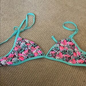 La Hearts Teal Bikini Top